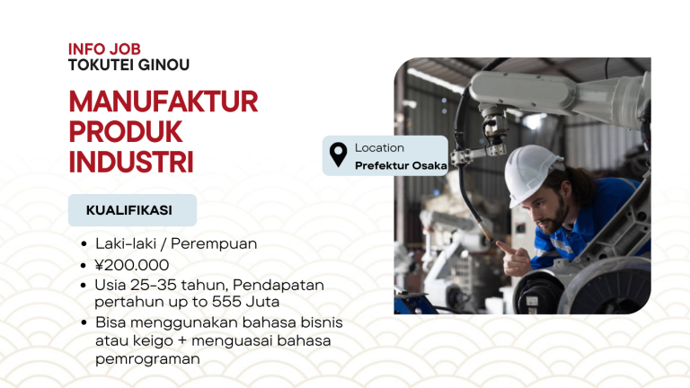 Lowongan Manufaktur Produk Industri di Prefektur Osaka