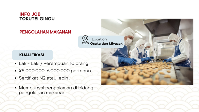 Lowongan Pengolahan Makanan di Osaka dan Miyazaki